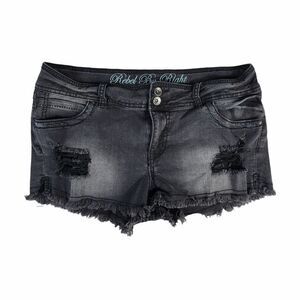 Rebel By Right Black Distressed Frye Hem Shorts Size 13